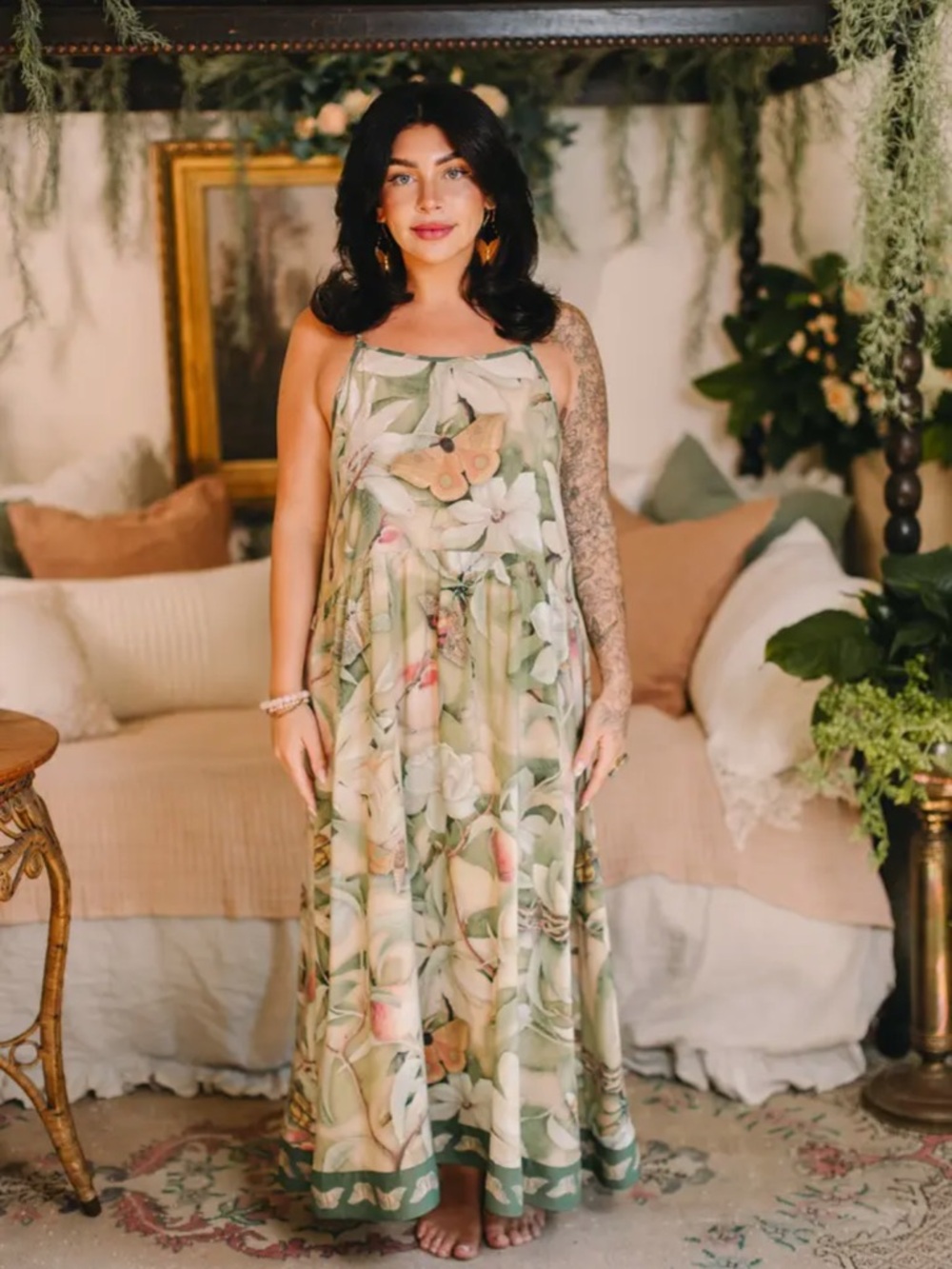 Fleur De Soleil Bohéme Long Maxi Slip Dress w/ Florals by Market of Stars - Picture 14 of 15